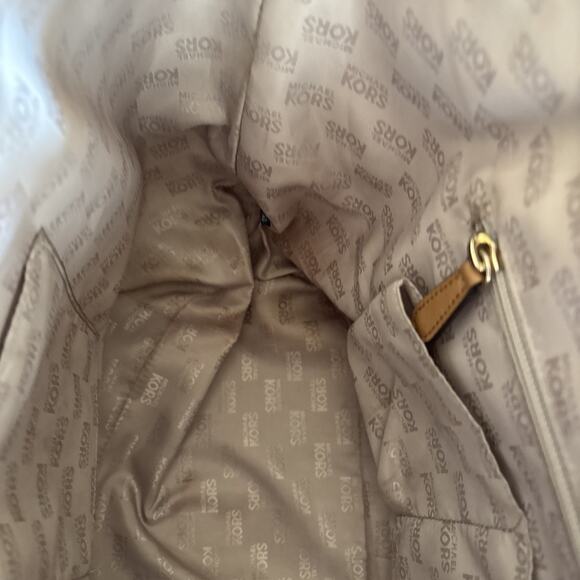 MICHAEL KORS JET SET GOLD PYTHON STRIPE MK TOTE HANDBAG Excellent Condition - Picture 6 of 9